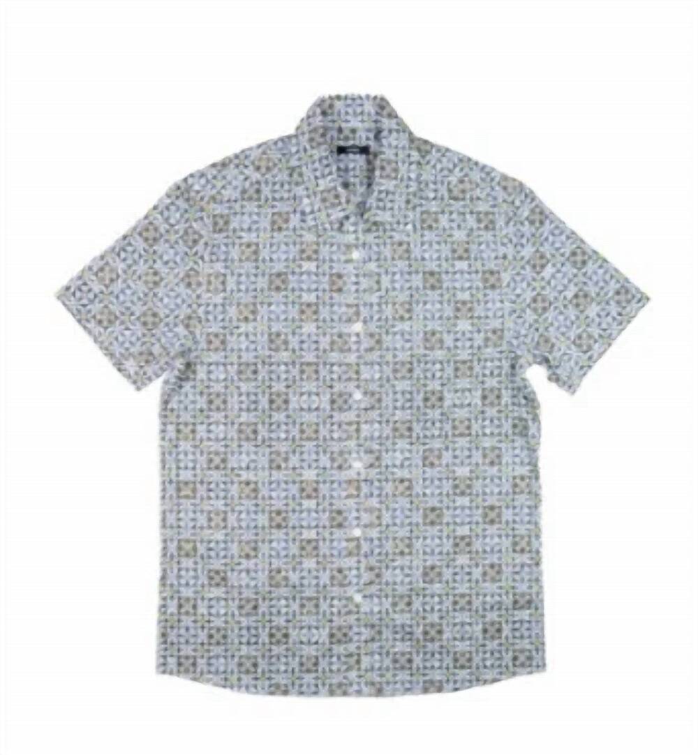 NEW BENSON men's printed poplin shirt in blue